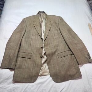 Ralph Lauren Blazer Mens 44L Wool Silk 2 Button Sport Coat Brown Gingham LRL